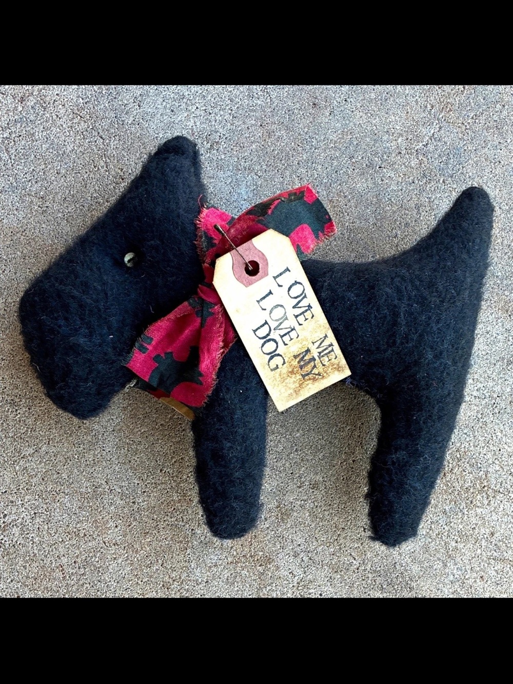 Handmade Black Felted Wool Scottie Dog Primitive